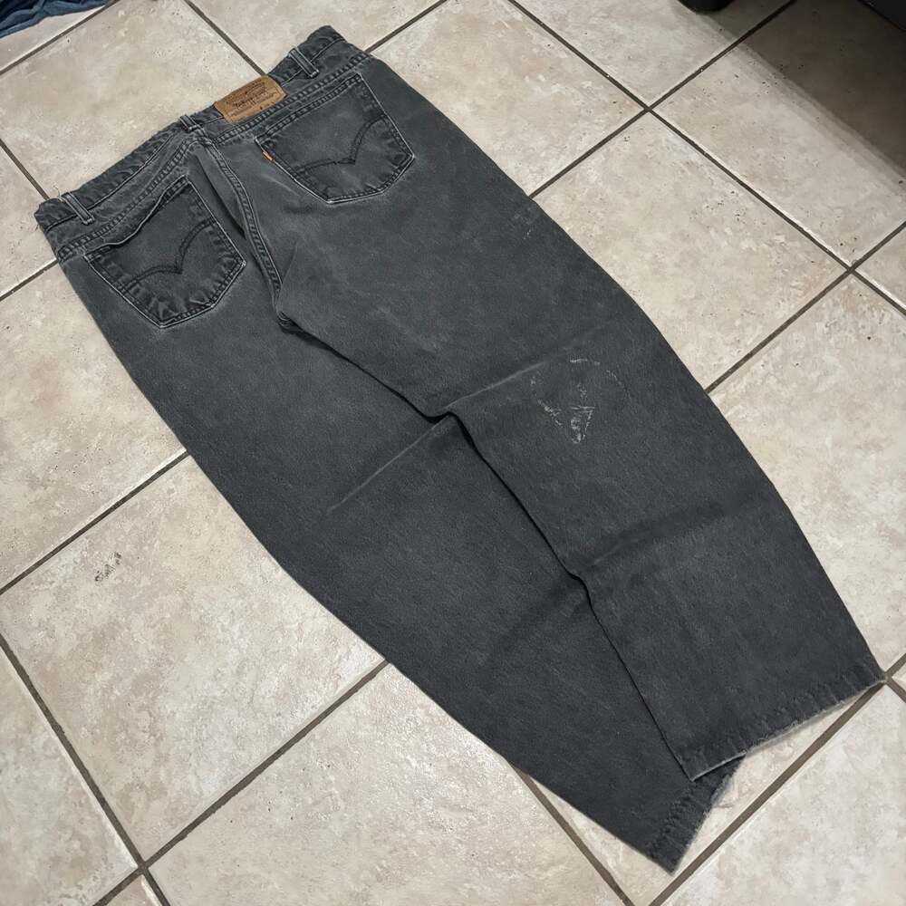 Vintage Levis 505 Jeans Black 34 90s Orange Tab Made In USA Distressed Faded